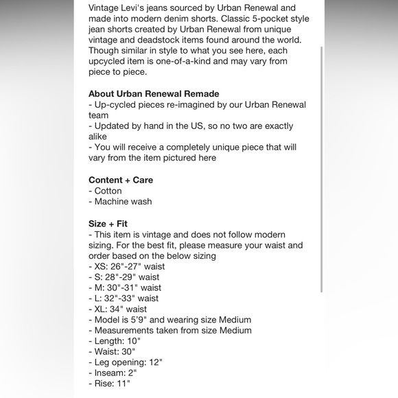 BNWT-Urban renewal Levi’s basic remade Jean denim short womanXS urban outfitters - Picture 11 of 11